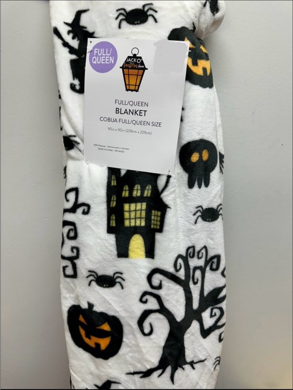 Halloween Kids Costume Blanket - White & Black Pumpkin House Design